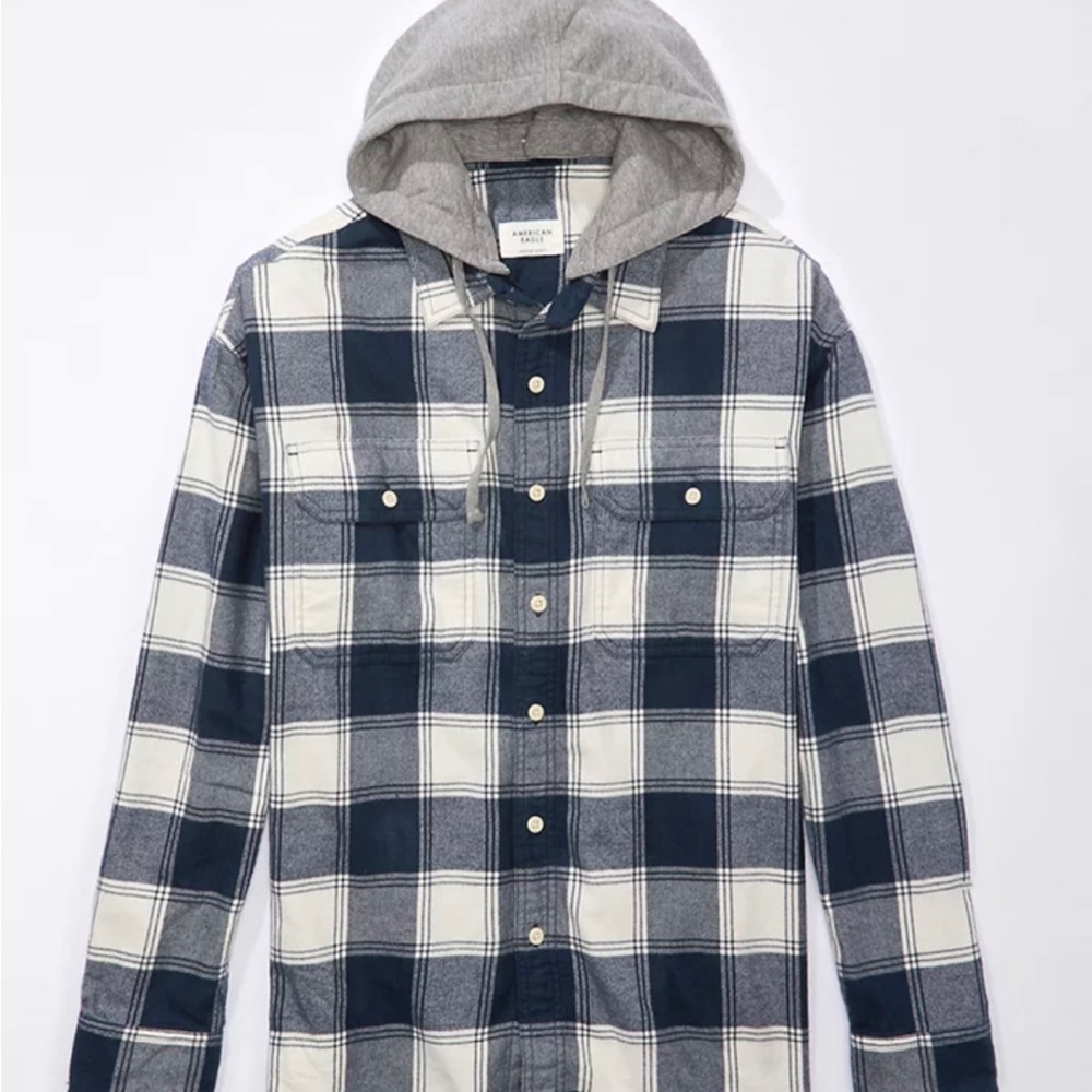 American Eagle flannel shirt with Sherpa hoodie size M